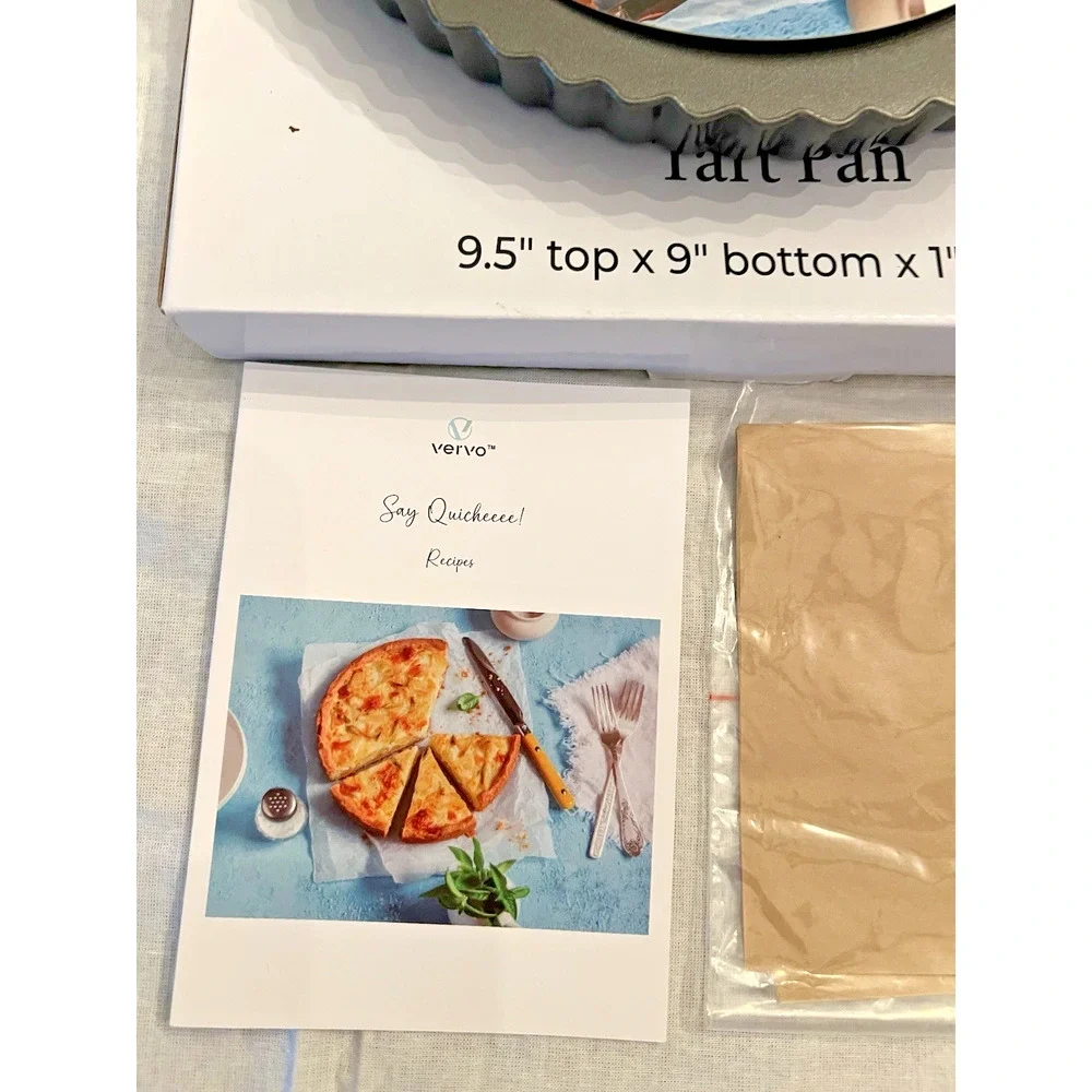 Vervo Tart Pan, Quiche, Pizza, Pies w/ Removable Non-Stick Bottom New in Box